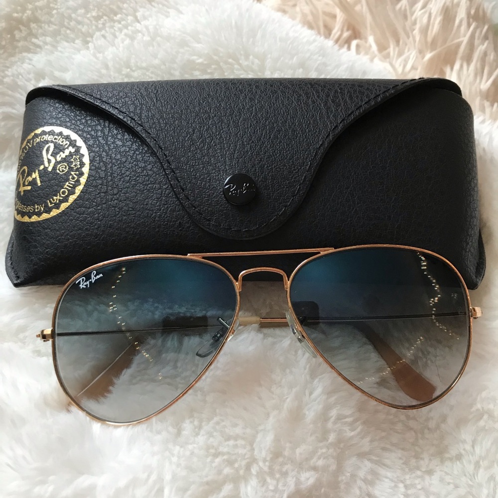 Authentic Ray Ban Aviators with Light Blue Tint